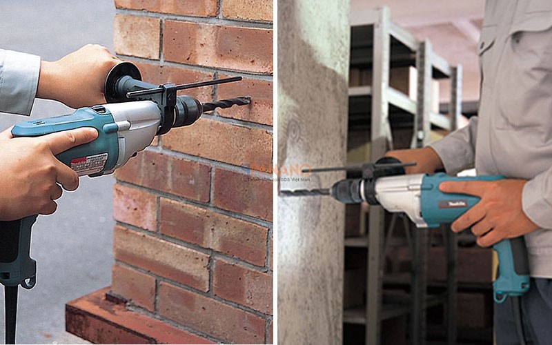 Máy khoan HP2051 có khả năng khoan mạnh mẽ trên tường, bê tông, thép...
