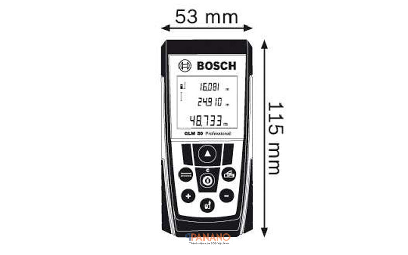 Kích thước máy đo khoảng cách Bosch GLM 7000