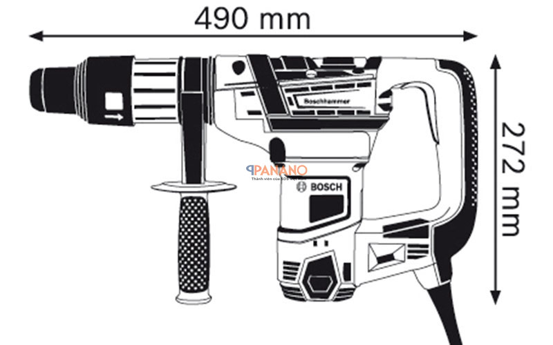 Kích thước máy khoan bê tông Bosch GBH 5-40 D