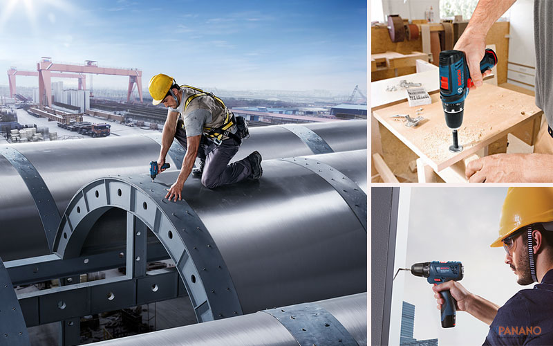 GSR 120 LI có khả năng khoan trên gỗ, kim loại, nhựa mủ