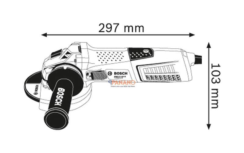 Kích thước máy mài góc Bosch GWS 13-125 CI