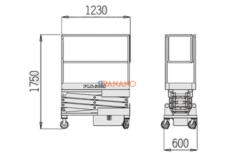 Chi tiết kích thước và thông số thang nâng người JD Power PLX-400S