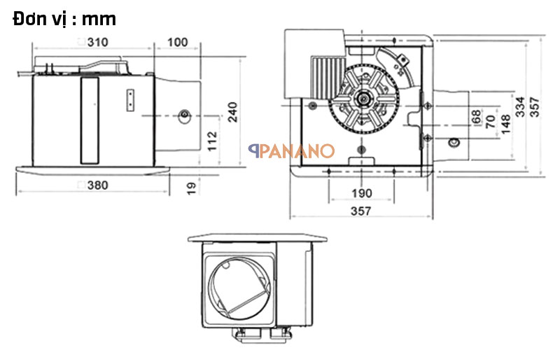 Thông số quạt hút âm trần KDK 32CHH