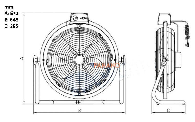 Thông số chi tiết quạt sàn công nghiệp Deton FE-16Y