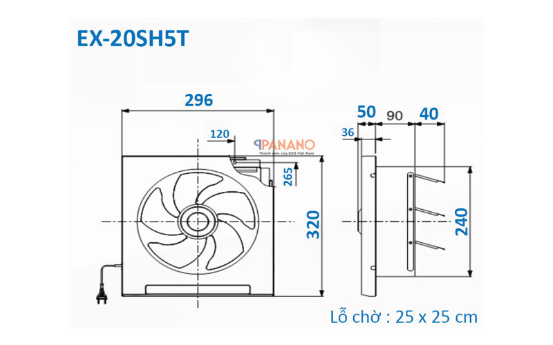 Thông số kỹ thuật của quạt EX-20SH5T