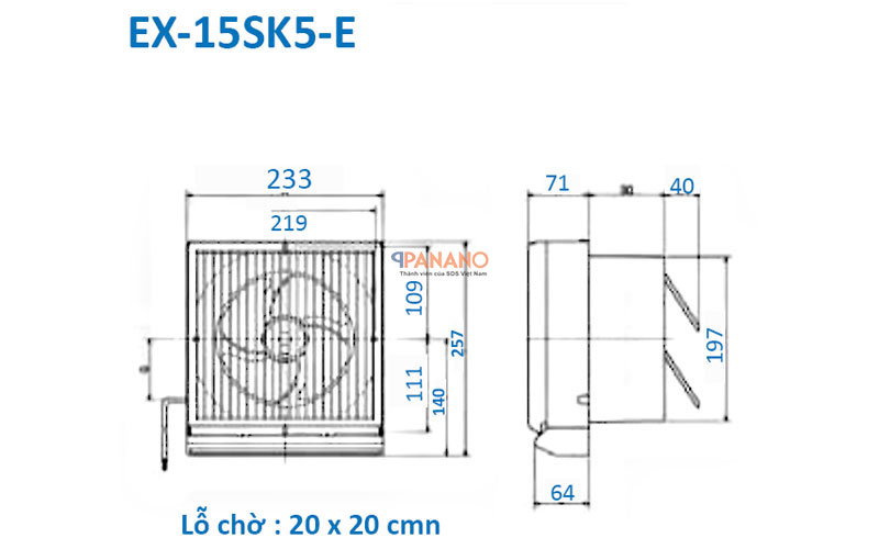 Thông số kỹ thuật của quạt EX-15SK5- E