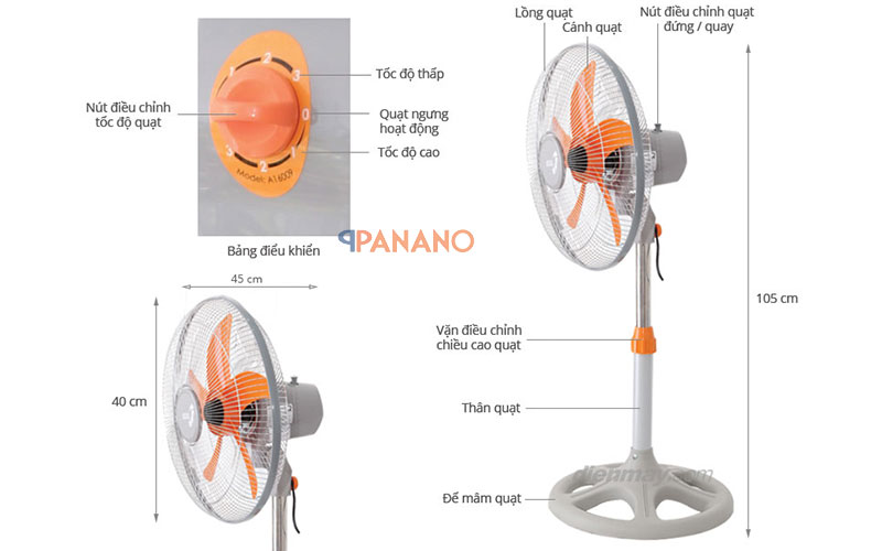 Quạt lửng Asia A16009 c&oacute; nhiều t&iacute;nh năng nổi bật