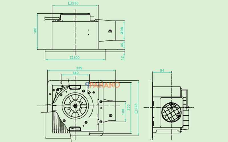  Kích thước quạt thông gió KDK 24JAB