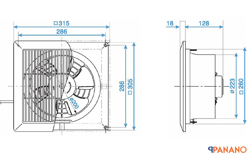 Thông số kỹ thuật quạt thông gió Panasonic FV-20CUT1