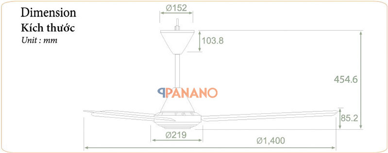 Thông số quạt trần KDK N56YG