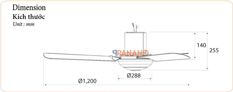 Thông số quạt trần KDK R48SP 3 cánh có điều khiển