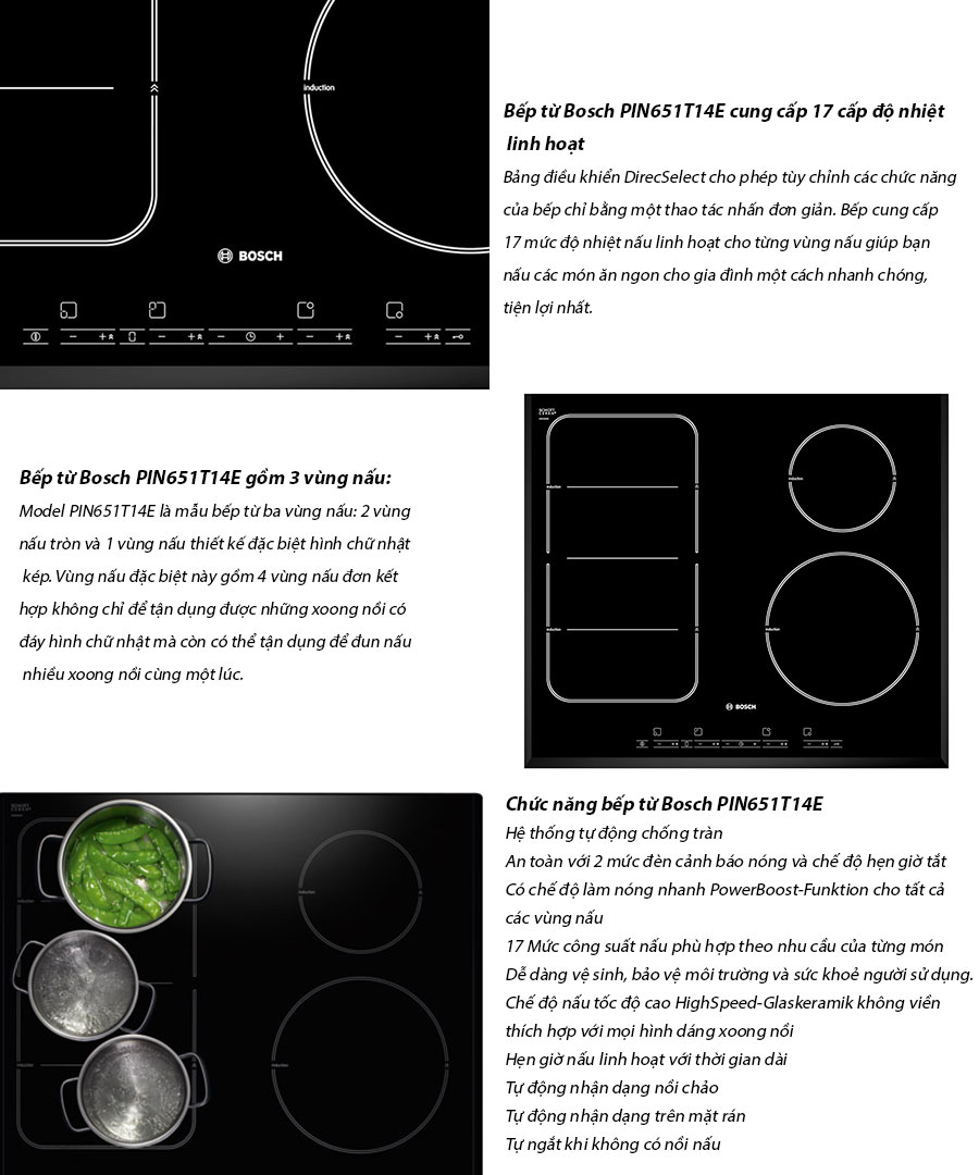 Thông tin bếp từ Bosch PIN651T14E