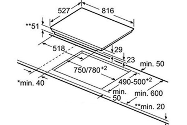 kích thước lắp đặt bếp từ bosch PIP875N17V