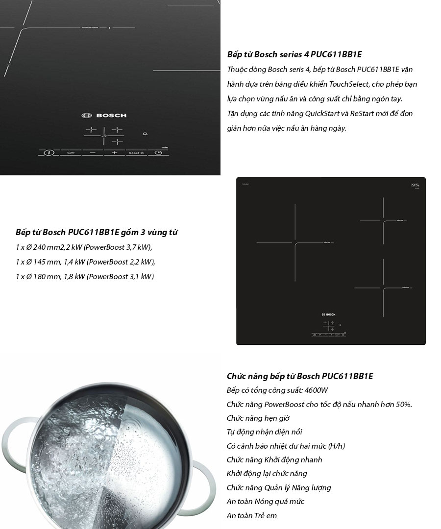 Tổng quan sản phẩm bếp từ Bosch PUC611BB1E