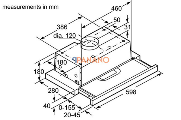 Thông số máy hút mùi Bosch DHI623GSG